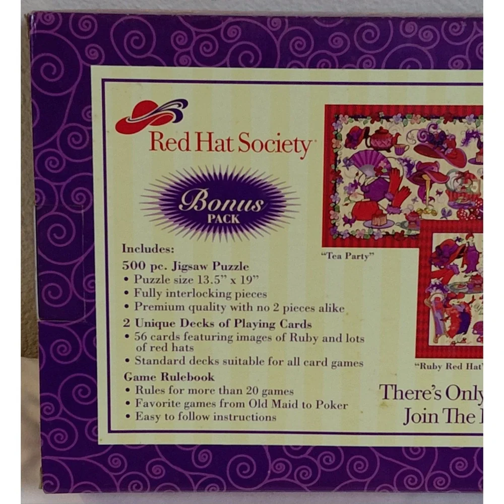 Red Hat Society Bonus Pack 500 Piece Jigsaw Puzzle & 2 Playing Card Decks NIB